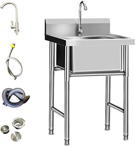 Waschbecken für zu Hause, Küchenspülen, freistehendes Spülbecken, Küchenspülen, gewerbliche Waschküche, Edelstahlspüle, Garagen-Spülbecken, 50/60/70/100/120 cm,