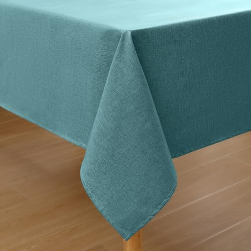 Homaxy Leinenoptik Tischdecke Abwaschbar Lotuseffekt Eckig 80x80cm Blaugrün | Leinenoptik Textur, Lotuseffekt Wasserabweisend, Abwischbar & Maschinenwaschbar, Knitterfrei, Für Küche Party Garten