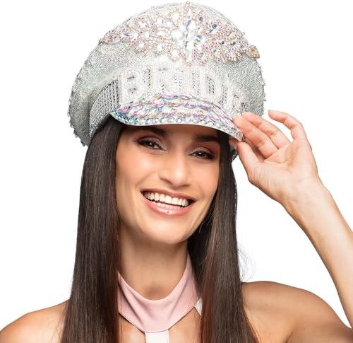 Boland 01435 - Gorro Novia Diamante, gorro plateado con lentejuelas, sombrero para disfraces, JGA, carnaval y fiestas temáticas