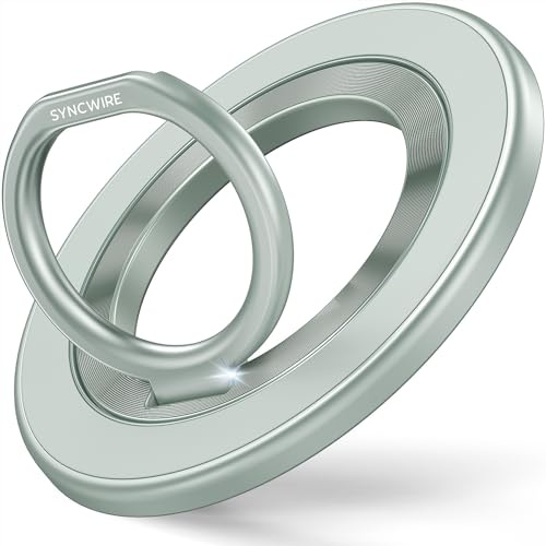 SYNCWIRE Magnetic Phone Ring Holder for MagSafe, 360° Rotation Cell Phone Grip Stand Finger Ring Kickstand Two-Sided Magnet Compatible with iPhone 17 Pro Max 16 15 14 13 12 MagSafe Accessories