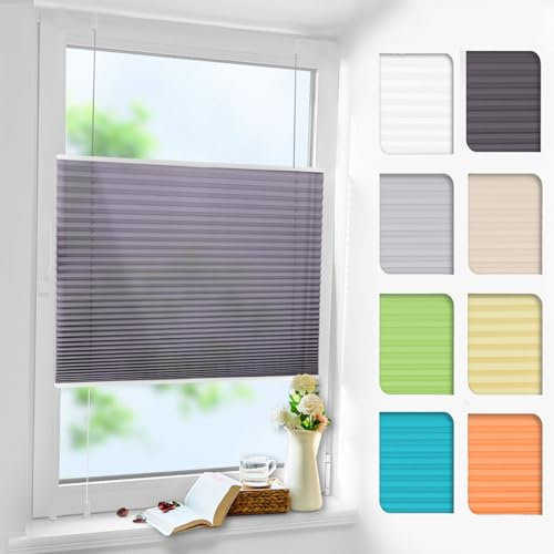 Plissee ohne Bohren Anthrazit 70x200cm Plissee Klemmfix Version Plisseerollo Sichtschutz und Sonnenschutz Blickdicht Easyfix lichtdurchlässig Rollo für Fenster & Tür