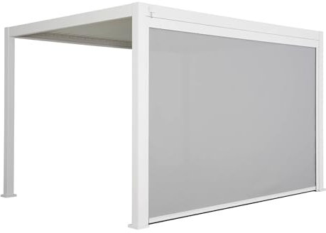 sweeek - Pergola Bioclimatique Blanche – Triomphe – 300x400cm. Aluminium. à Lames orientables + Store 400cm
