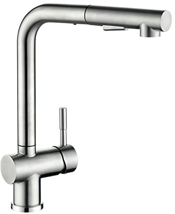 CECIPA Hochdruck Wasserhahn Küche Ausziehbar, Küchenarmatur mit Brause Zwei Strahlarten, Mischbatterie Küche 360° Schwenkbar, Armatur Küche L-Form, Einhebel Spültischarmatur Edelstahl Gebürstet