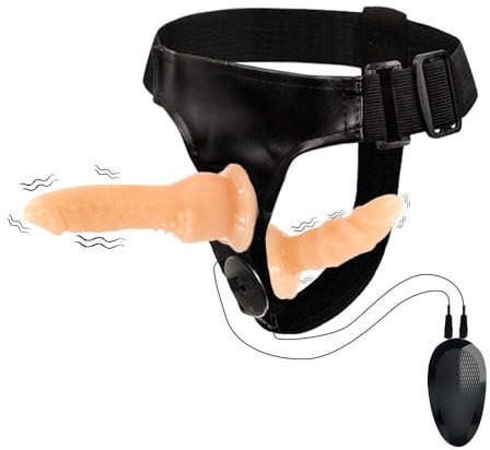 GKLWEJ Strap on Godes Ceintures, Gode Ceinture Double Couple Réaliste Vibrant avec 2 Godes, Lesbien Vibromasseurs Feminin Sex Toýs Femme Gode Femme Sex