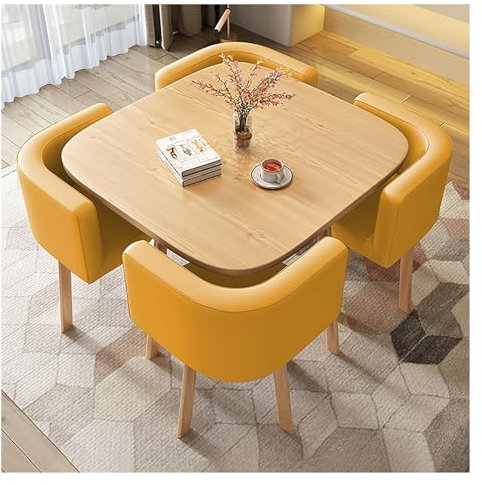 Essgruppe Esstisch Mit 4 Stühlen Esszimmergruppe, Quadrat Empfangstisch Und Stuhl Kombination, Business Couchtisch Set Kleiner Tisch, Für Büro, Geschäftstreffen, Lounge, Wohnzimmer Küche Balkon Café (