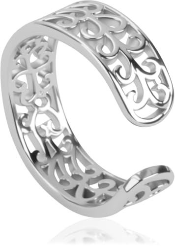 S925 Sterling Silver Toe Rings for Women Adjustable Wrap Cuff Open Ring Simple Filigree Leaf Pattern Summer Beach Toe Jewelry Accessories Internet Celebrity Sexy Foot Joint Ring Gift for Beach Lovers