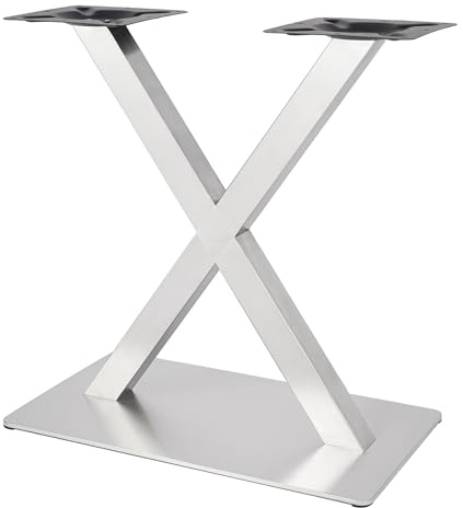 PurpleMinder Tischbeine Doppelt Edelstahl, Doppel-Tischgestell Stehtischgestell Höhe 70cm Design Tischgestell Tischfuß Tischuntergestell Bistrotisch (X-Form, Silber)