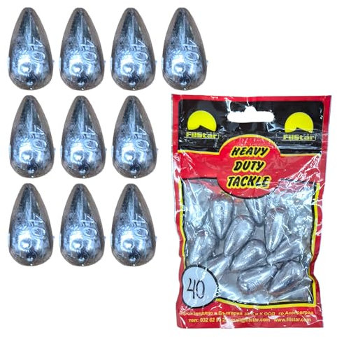 PRO FILSTAR Inline grundblyfiske set 10 x 40 g – blyfiske – fiskespöset – grundfiske – päronbly – blyvikt – fiskebly – fiskvikt – blyvikter – karpbly – droppbly