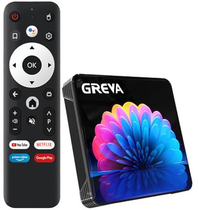 GREVA 8K Android TV Box 13.0 Android Box 2GB RAM 16GB ROM RK3528 Chipset Supporto 2.4G/5G Dual-Band WiFi 6 BT5.0 USB 3.0 10/100M Ethernet LAN 3D HD Smart TV Box Bluetooth, Internet TV Box