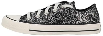 Converse Chuck Taylor Women's All Star Glitter Sneaker, Black/White, 5 UK