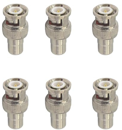 Qiandduo 6PCS BNC to AV Femal Connector Metal BNC to AV Male Connector Compatible RCA Female to BNC Male Video Adapter Connection for CCTV Security Camera Surveillance System Monitor TV DVRS Cameras