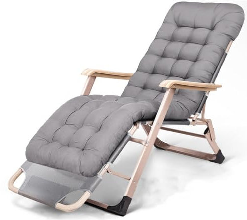 QINGDONGDZA Zero Gravity Chair, Verstellbarer Camping-Loungesessel, Widen Double Side Pipe, verstellbare Terrassenstühle, klappbarer Relaxsessel für drinnen und draußen,Grau,Pearl Cotton