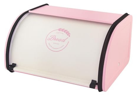 Colcolo Caja de Pan de Hierro con Tapa Enrollable, Caja de pastelería a Prueba de Polvo, contenedor de Almacenamiento de Cocina para despensa de Sala de Estar, Rosa S