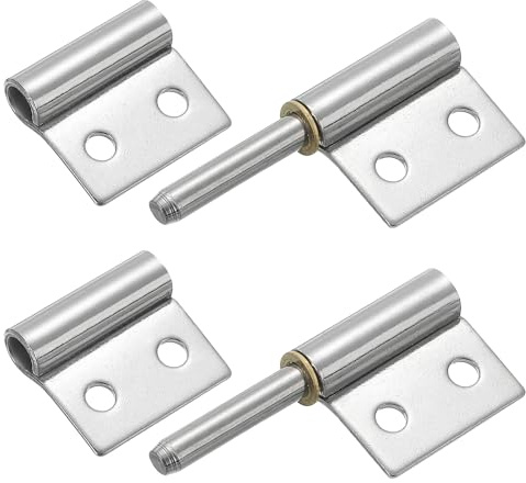 sourcing map Lot de 2 charnières soudables en acier inoxydable 304 de 5,1 x 3,8 cm (L x l) avec charnière pré-perforée pour porte battante en métal, rampe de remorque, argenté