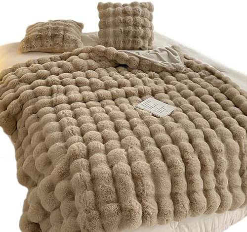 Coperta da letto in tinta unita, morbida, a pelo lungo, extra calda e comoda, in finta pelliccia, spessa e pelosa, per casa e ufficio, per letto singolo/matrimoniale