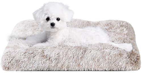 EHEYCIGA Panier Chien Petite Taille, Coussin Chiens Anti Stress Lavable et Antidérapant, Moelleux Lit pour Chien Peluche, Marron, 60x45cm