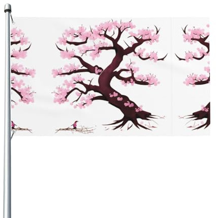 Cherry Blossoms Tree Outdoor Decorative Flag (3x5ft), Durable Non-Fade Flag, Wedding Yard Outdoor Anniversary Flag