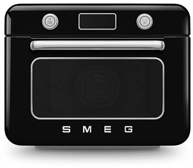 Smeg 50's Style Multifunction Mini Oven with Steam & Air Fry, Black with Stainless Steel Details, COF01BLUK