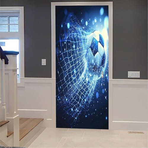 Türbekleben Fußball Türtapete, Selbstklebend TürPoster Fußball Türbilder, 3D Fototapete Türfolie Poster Tapete Türaufkleber XXL Tür Tapeten 90 x 200 cm q.838