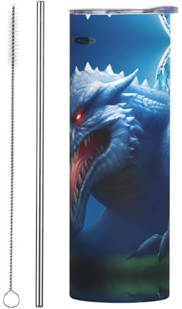 PHAYAH Giant Lizard Beast 20 Oz Skinny Straight In, Stainless Steel Insulated Tumbler Coffee With With Lid, Straw, Straw Brush