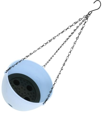 Kisangel Self Watering Hanging Plant Pot Hook Plastic Hanging Flower Planter Indoor Outdoor Medium Blue for Garden Plants