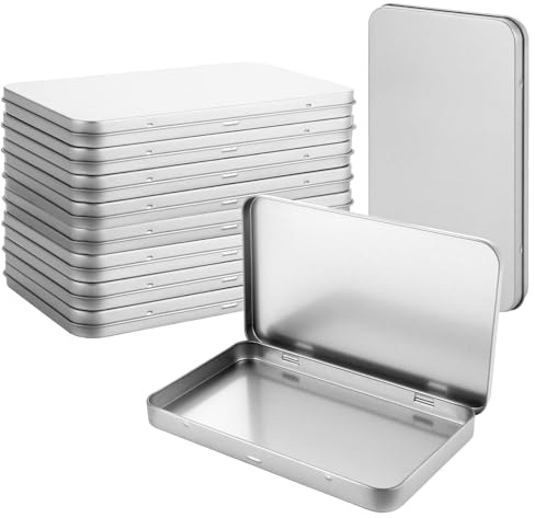 ZOFUN 10 Stück Metalldosen mit Deckel, 17.8x10.7x1.5cm Blechdose Mit Deckel Aufbewahrungsbox Metall mit Klarem Fensterdeckel Silber Organizer für Zuhause Sügigkeiten und Kleinen Gegenständen