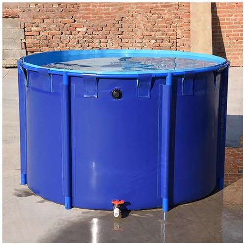 150 cm x 80 cm, Fischteich aus Segeltuch, runder oberirdischer PVC-Pool mit Halterung, zusammenklappbarer Wasserspeichertank für Koi-Reservoir im Freien ()
