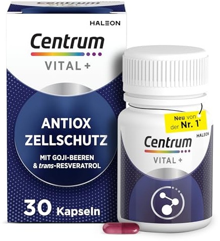 Centrum Vital+ Antiox Zellschutz, 30 Kapseln | Für Schutz vor oxidativem Stress & Zellregeneration: Mit Vitamin C, Riboflavin, Selen und Vitamin E.