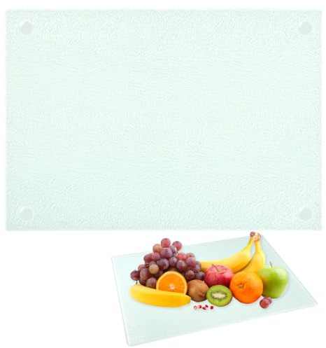 Planche à Découper Verre Transparent, Tabla de Cristal para Cortar Cocina la Chaleur, 20 × 28 cm Planche à Découper Transparent, Planche à Découperr Verre Trempé pour Comptoir de Cuisine, Table