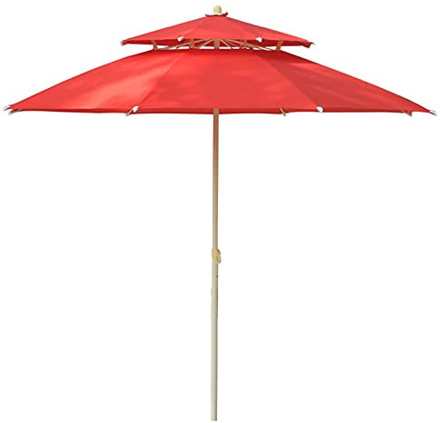 Parasol d'extérieur de 2,3 m avec double auvent, résistant au soleil, coupe-vent et imperméable, parfait pour le jardin, le balcon et la plage