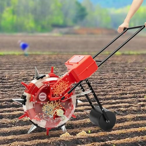 SBJKLYRN seed drill， Manual Hand-Push Garden Seeder Roller Seeding Machine, Row Planter Corn Planter Seeder Spreaders(8 mouths)