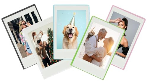 PATIKIL Portafotos magnético para nevera 2x3, 5Pcs Mini portafotos para fotos instantáneas Fujifilm refrigerador, 5 coloresHe:1. Todas las etiquetas originales