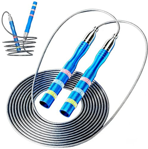 Adjustable Skipping Rope for Adults, Self-Locking Pro Speed Jump Rope with 360° Universal Bearing, Anti-slip Handle, Wear-resistant Silicone Steel Cable for Fitness, Crossfit, Boxing, MMA Gym Workout