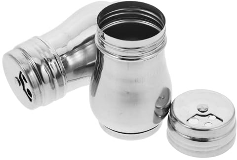 Milisten Juego de 2 Saleros y Pimenteros Pequeños de Acero Inoxidable, Dispensadores Giratorios de Especias para Cocina y Restaurante, Saleros de Viaje Compactos para Condimentar con