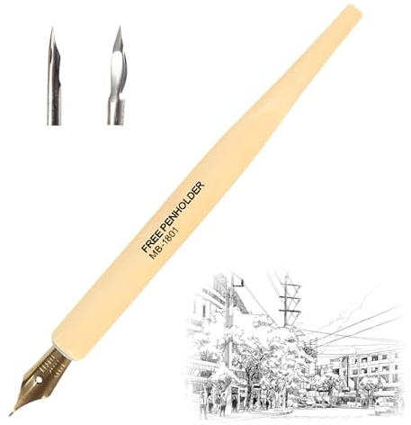 SAYEEC Dip Pen Set, Wooden Handler Artist Cartoon Pen Set Calligraphy Dip Pens With 3 Nibs - Great for Manga/Comic/Calligraphy/Word Art/Pen-and-Ink Drawing