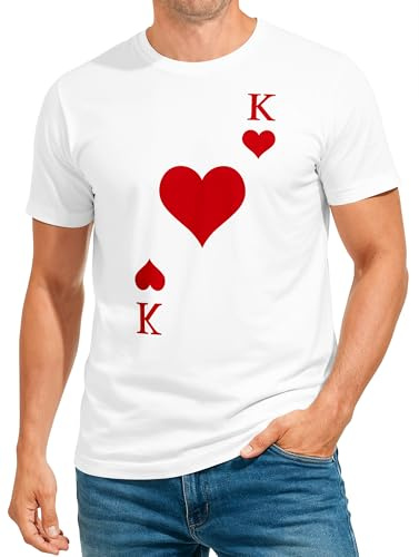 MoonWorks® Herren T-Shirt Kartenspiel Kostüm Spielkarten Gruppenkostüm Partnerkostüm Fasching Karneval Faschingsshirt