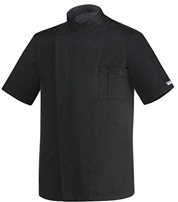 EGOCHEF Giacca Cuoco Microfibra con Maniche Corte (L, Black)