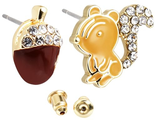 Holibanna Asymmetrische Ohrringe Eichhörnchen Ohrstecker Kreativer Ohrschmuck Für Frauen Und Mädchen Niedliche Eichhörnchen-Ohrstecker Mit Tannenzapfen Für Alltag Party Hochzeit Verlobung Geschenk