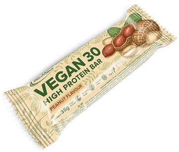 IronMaxx Vegan 30 Barrita Proteica Vegana Cacahuete 24x35g | Alta En Proteína Vegetal, Sin Aceite De Palma, Sin Soja Y Baja En Azúcar | Snack Saludable Para Deportistas