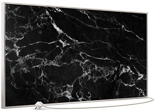STEINFELD Bild Infrarotheizung | Deutscher Hersteller | Marmor 350-1200 Watt Rahmen silber (750 Watt, 069 Marmor Schwarz)