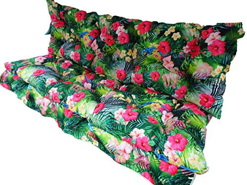 Sitzauflage Für Gartenbank | 2-TLG-Kissenset-Fuer-Schaukel | Auflagen Für Bänke | Gartenbank Auflagen | Auflage für Hollywoodschaukel Gartenbank 145cm (Madagaskar)
