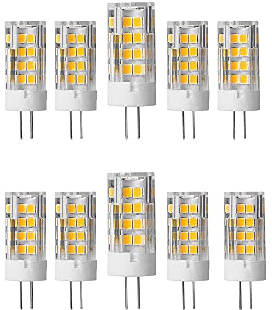 OUKAIDE 10er G4 LED Lampen 5W Leuchtmittel 2835LEDs Warmweiß 3000K Lampe Super Hell 500LM LED Bulb 360° Abstrahlwinkel AC220-240V Nicht Dimmbar G4 Keramikbasis