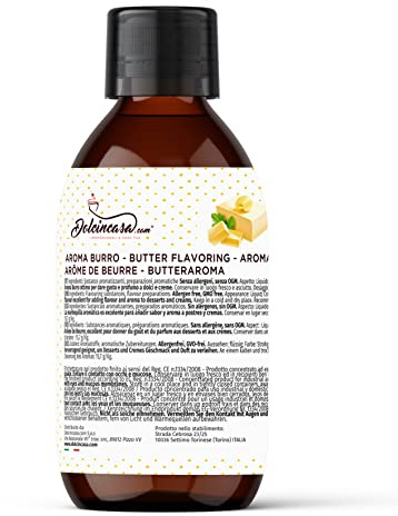 Dolcincasa.com Mantequilla Líquido Aromatizante y Saborizante Alimentario para Cocinar y Hornear Ideal para Masas Cremas Tartas Dulces Aporta Sabor y Aroma Uso Doméstico y Profesional 250grm