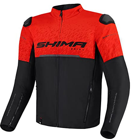SHIMA DRIFT Motorradjacke Herren | Leichte, Atmungsaktive Sommer Mesh Motorcycle Stadt Textiljacke Männer mit CE Schulter Ellbogen und Rückenprotektoren, Breitenverstellung (Rot, L)