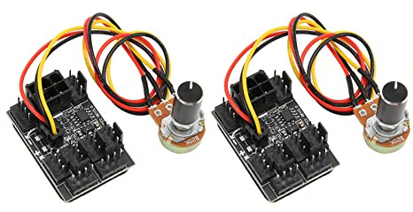 Bewinner 2 Stück 8 Kanal Lüfternabe, 12 V 3 Pin 4 Pin PWM Lüftersteuerung, 1 Lüfterdrehzahlregler, 8 Wege PWM Lüfter PC Hub Splitter für CPU Gehäuselüfter