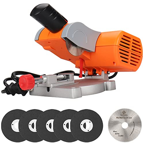 SI FANG Benchtop Cut-Off Saw Miniature Compound-Cutting, Mini Miter Chop Saw for Metal Wood Plastic Crafts Making Carbon Arrow Shafts Cutting, Max 45° Adjustable Small Electric Table Tool