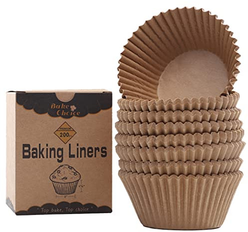 Pirottini Per Muffin Carta Standard,200 Pezzi,Non Sbiancato & Sicurezza Alimentare & Rivestimento Antiaderente & Resistente al Grasso,per Feste,Dimensioni Standard