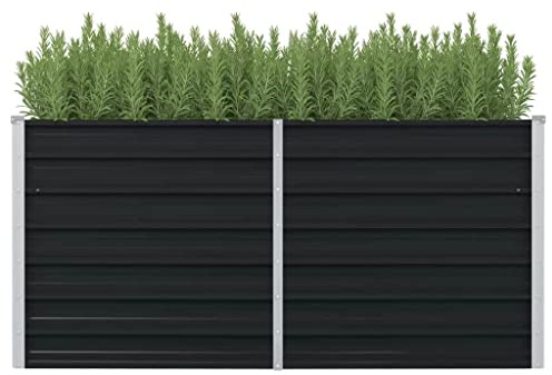 WIFESE JardinièRe SuréLevéE Anthracite 160x80x77 Cm Acier Galvanisé Jardinieres Exterieur Jardiniere Bois Jardiniere Balcon Carré Potager Bacs ã Fleurs Rectangulaire