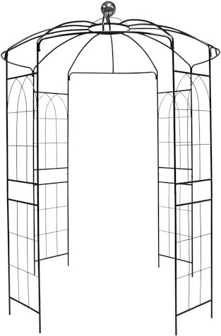 Woodside Santon French Style Metal Garden Birdcage Pergola, Outdoor Heavy Duty Gazebo/Pavilion/Arbour/Arch, Ideal for Wedding, Climbing Plant Trellis