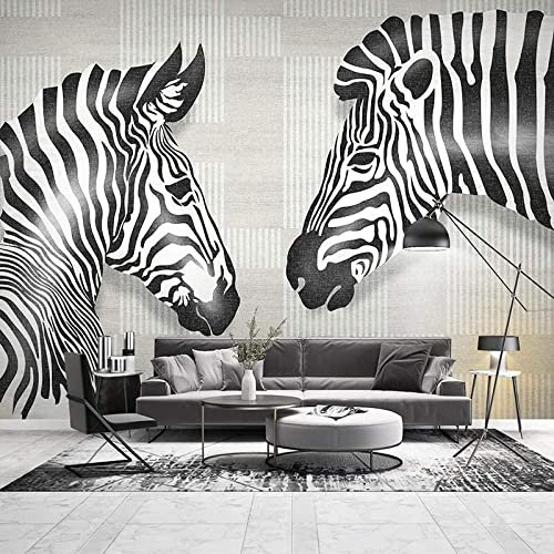 3D Animal Zèbre Rayé Noir Et Blanc Papiers Peints Grands Autocollants , Papiers Peints Amovibles | Papier Peint Autocollant 3D Pour Chambre D'Enfant, Salle À Manger, 400 (largeur) x 280 (hauteur) cm